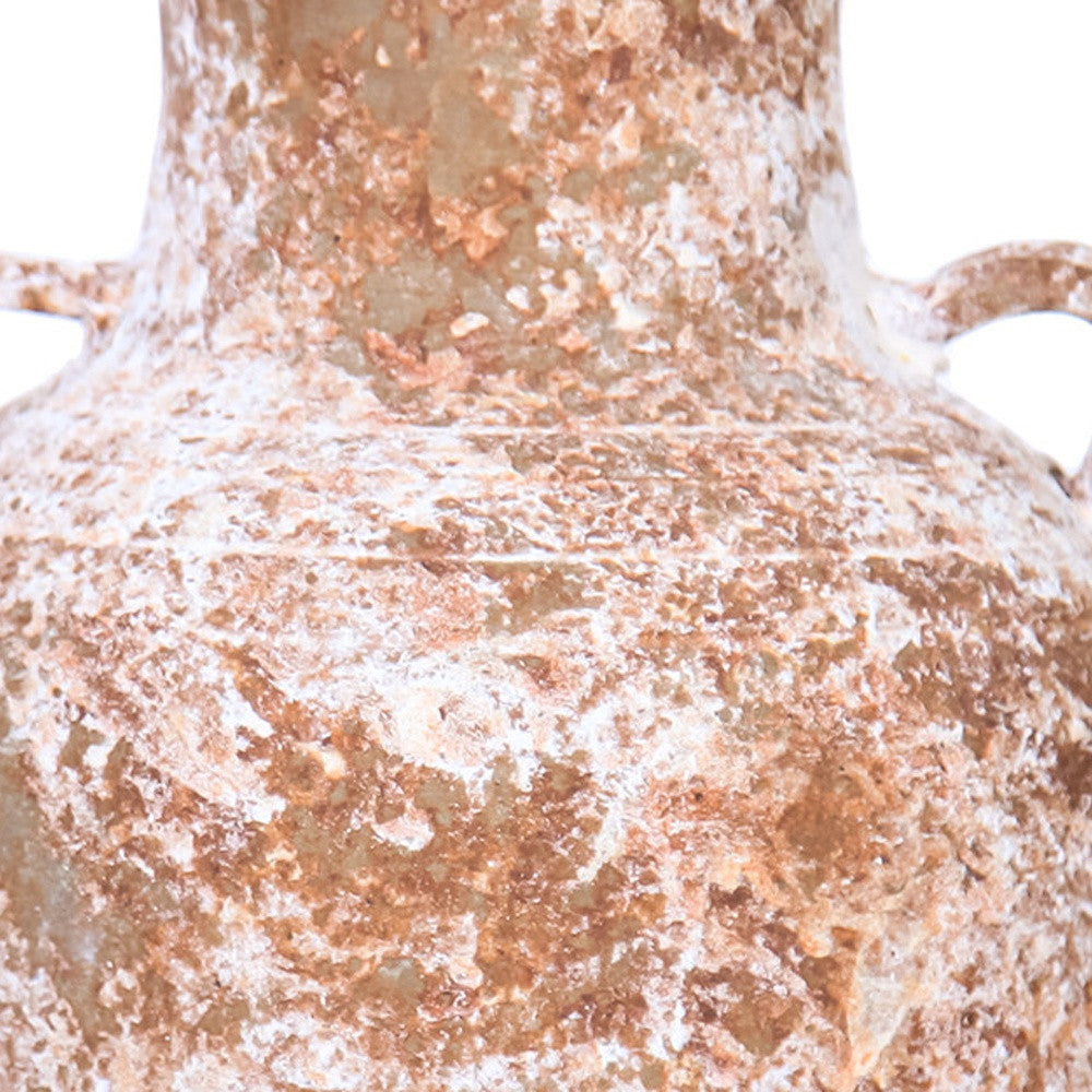 Terracotta & White Abstract Amphora Ceramic Table Vase