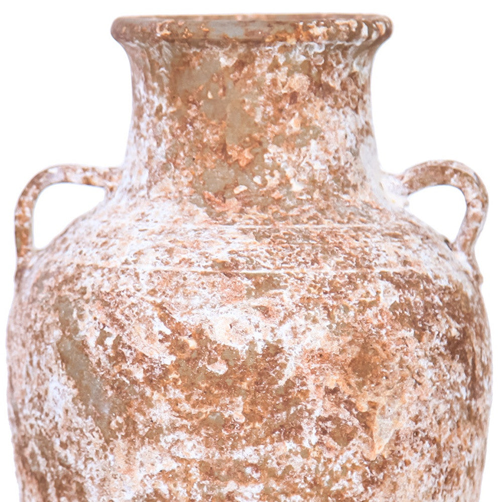 Terracotta & White Abstract Amphora Ceramic Table Vase