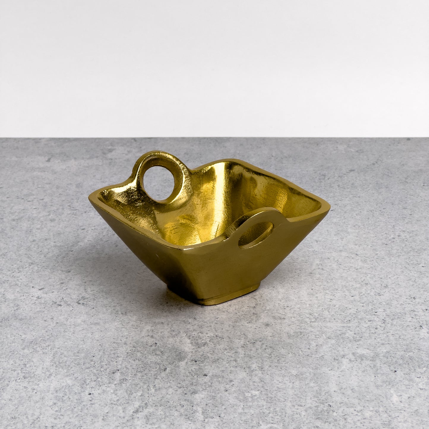 Gold Square Candy or Nut Bowl w/ Handles