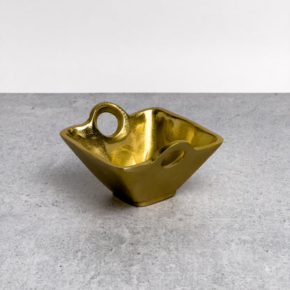Gold Square Candy or Nut Bowl w/ Handles