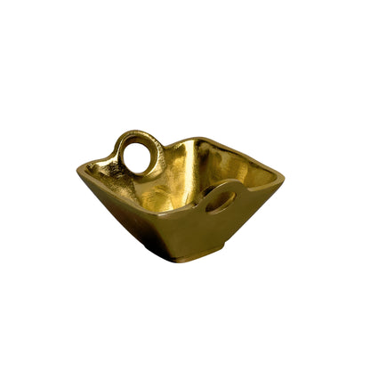 Gold Square Candy or Nut Bowl w/ Handles