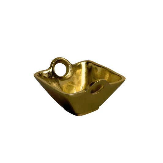 Gold Square Candy or Nut Bowl w/ Handles