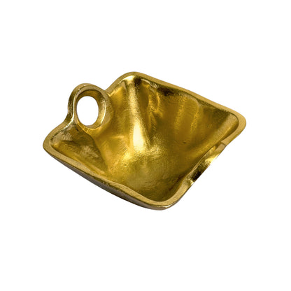Gold Square Candy or Nut Bowl w/ Handles