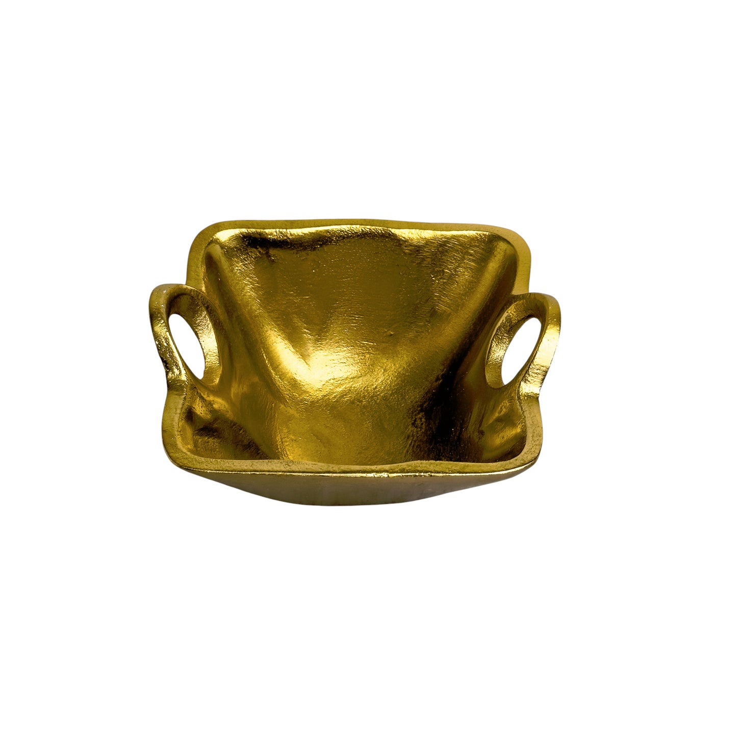 Gold Square Candy or Nut Bowl w/ Handles