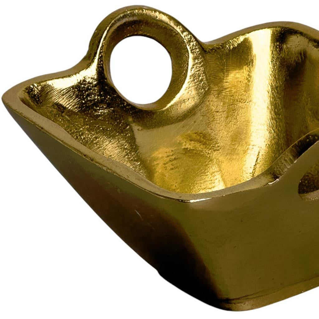 Gold Square Candy or Nut Bowl w/ Handles