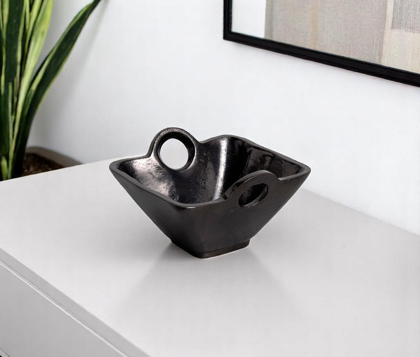 Black Square Candy or Nut Bowl w/ Handles