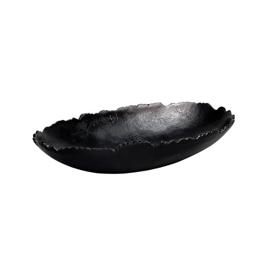 Black Torn Edge Oval Serving Bowl