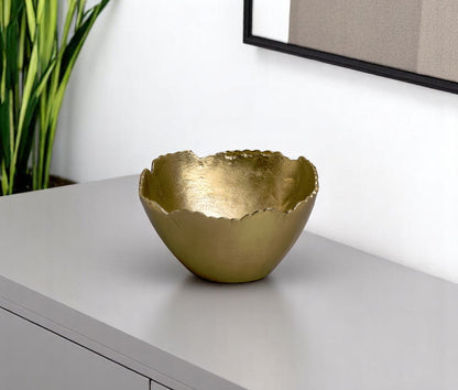 Gold Torn Edge Round Serving Bowl