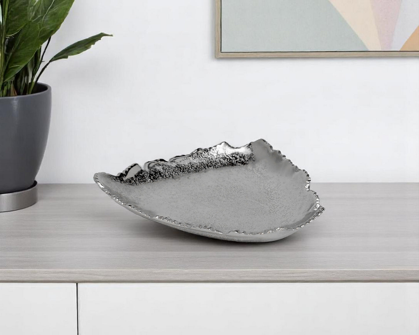 Silver Torn Edge Triangular Serving Bowl