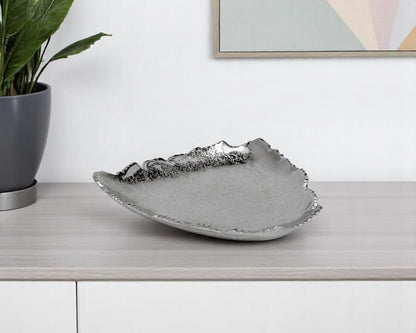 Silver Torn Edge Triangular Serving Bowl