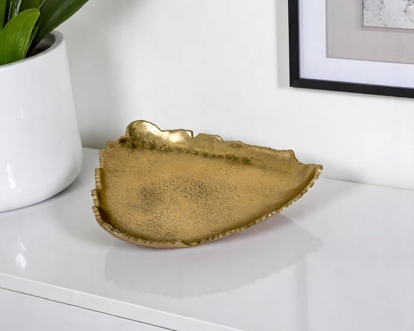 Gold Torn Edge Triangular Serving Bowl