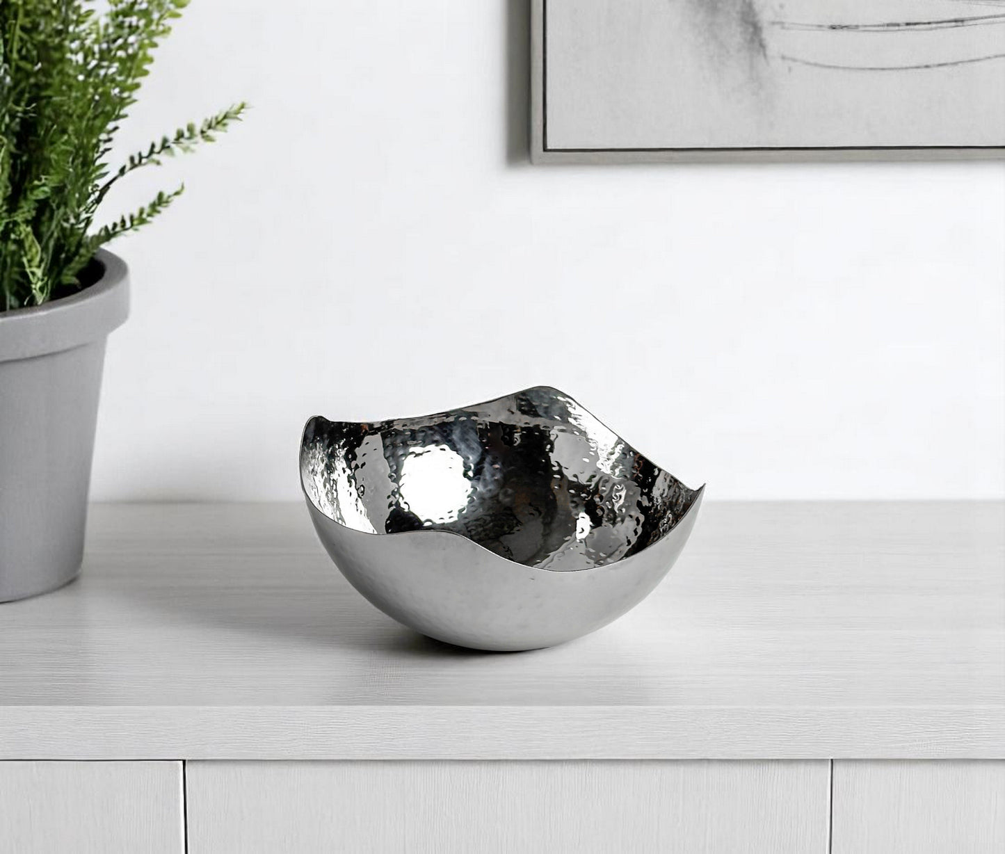Silver Wavy Edge Organic Shaped Candy or Nut Bowl