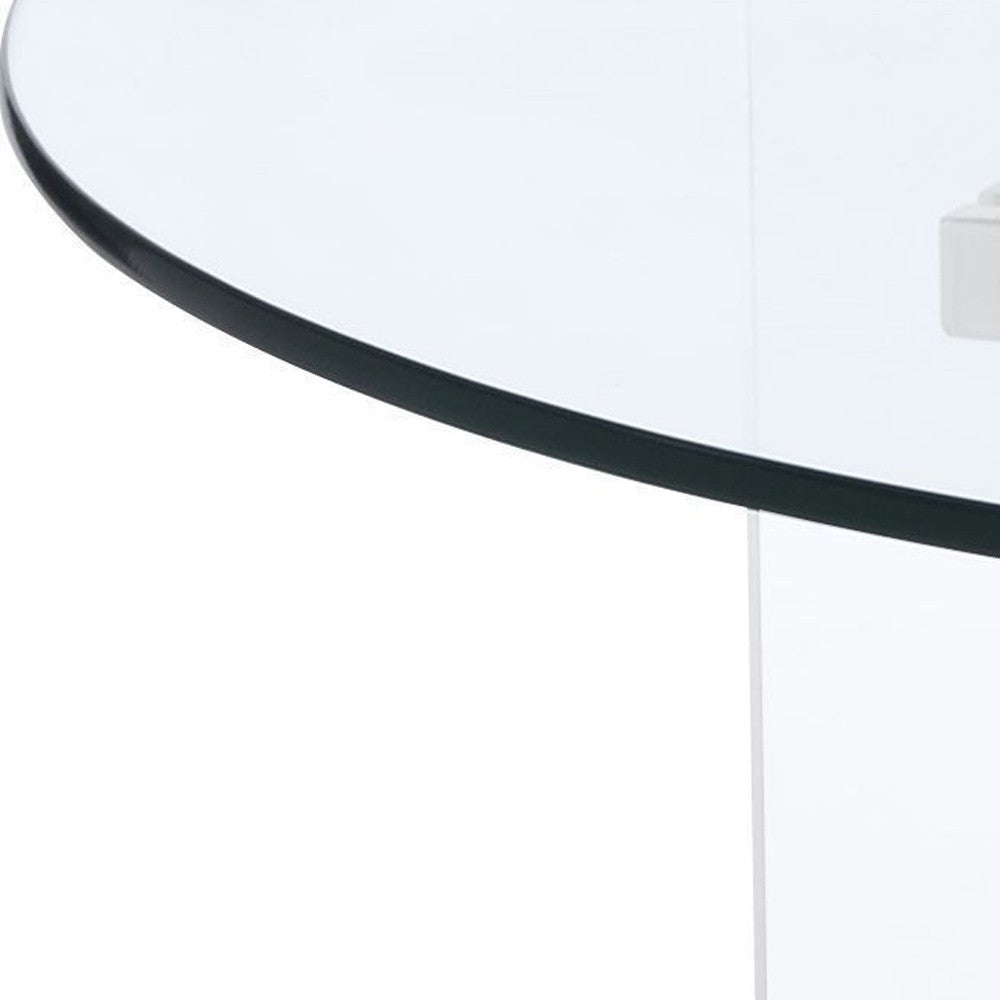Clear & Gold Glass Acrylic & Brass Round Coffee Table image 5