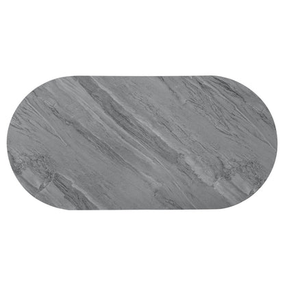 Gray Wood & Steel Oval Coffee Table w/ Drawer image 2