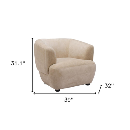 Beige & Black Faux Shearling & Upholstered Arm Chair