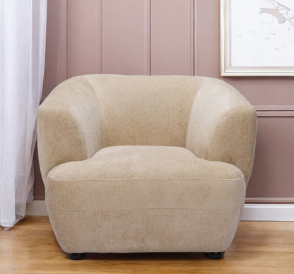 Beige & Black Faux Shearling & Upholstered Arm Chair