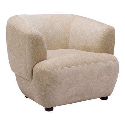 Beige & Black Faux Shearling & Upholstered Arm Chair