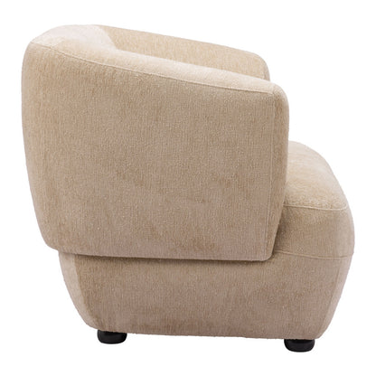 Beige & Black Faux Shearling & Upholstered Arm Chair