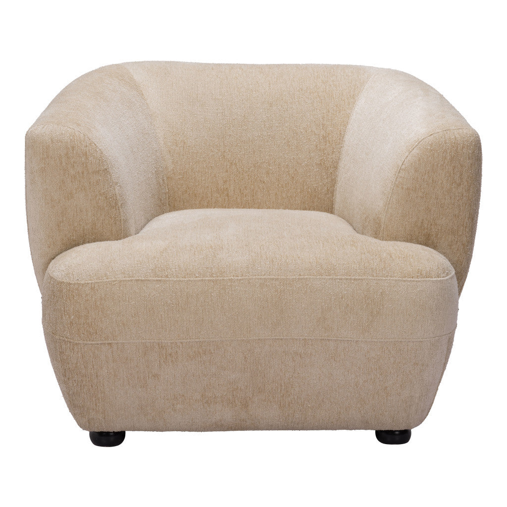 Beige & Black Faux Shearling & Upholstered Arm Chair