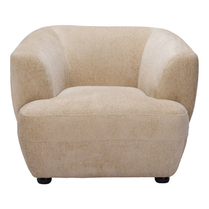 Beige & Black Faux Shearling & Upholstered Arm Chair