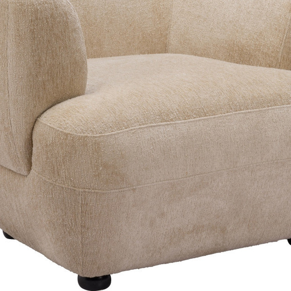 Beige & Black Faux Shearling & Upholstered Arm Chair