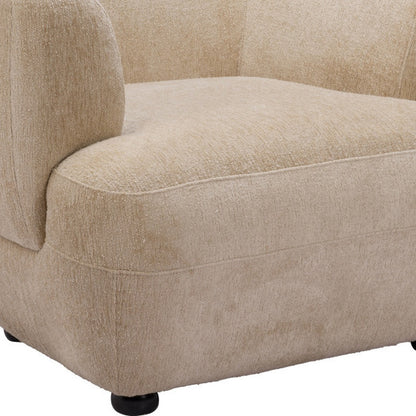 Beige & Black Faux Shearling & Upholstered Arm Chair
