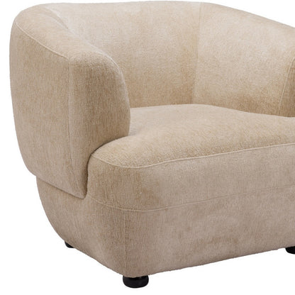 Beige & Black Faux Shearling & Upholstered Arm Chair