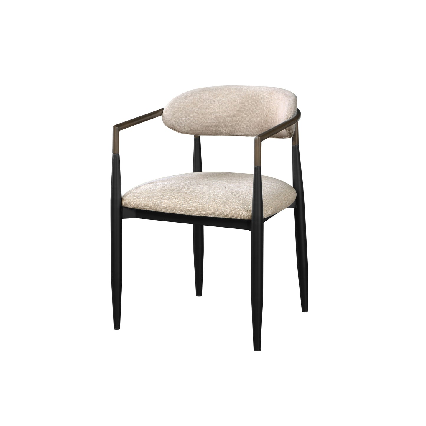 Beige & Black Fabric Dining Chairs - Set of 2