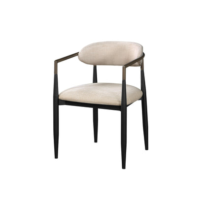 Beige & Black Fabric Dining Chairs - Set of 2