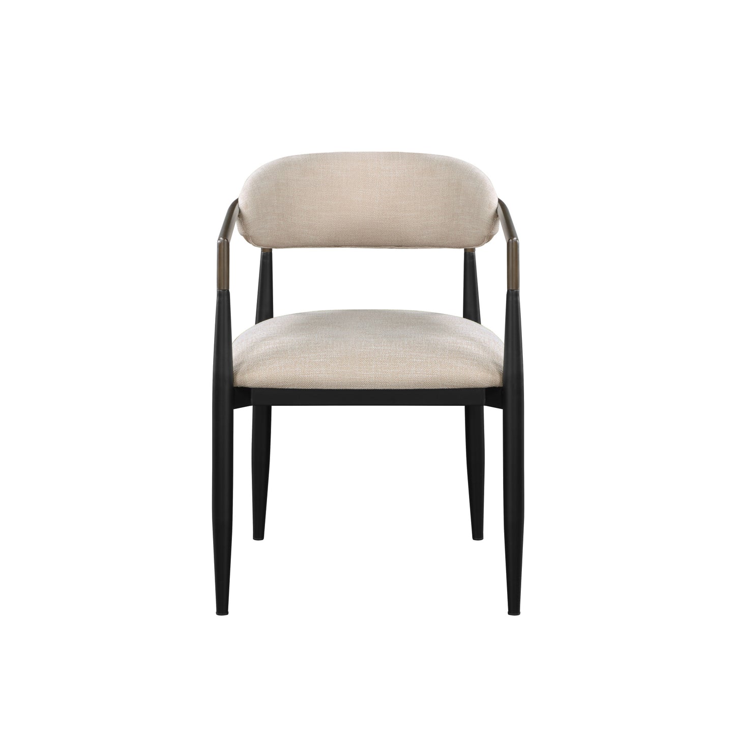 Beige & Black Fabric Dining Chairs - Set of 2