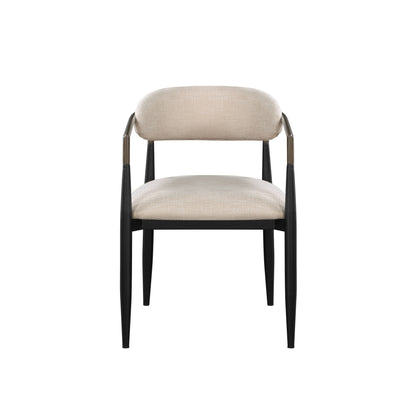 Beige & Black Fabric Dining Chairs - Set of 2