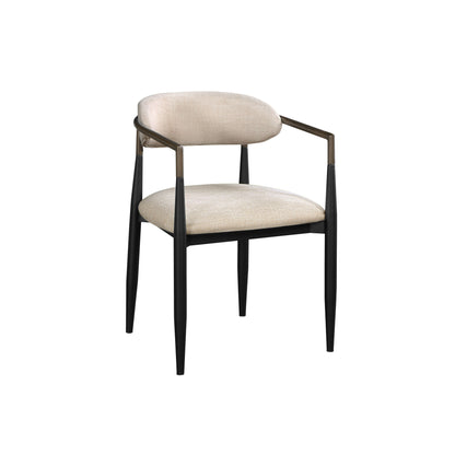 Beige & Black Fabric Dining Chairs - Set of 2
