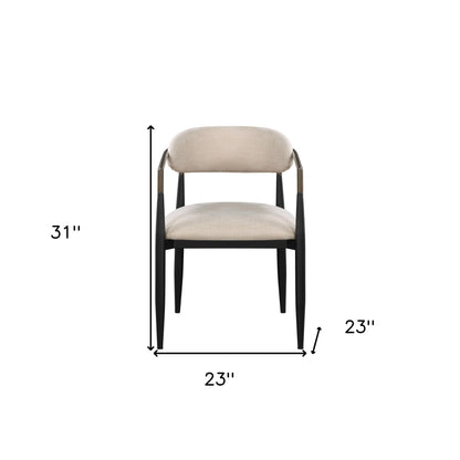 Beige & Black Fabric Dining Chairs - Set of 2