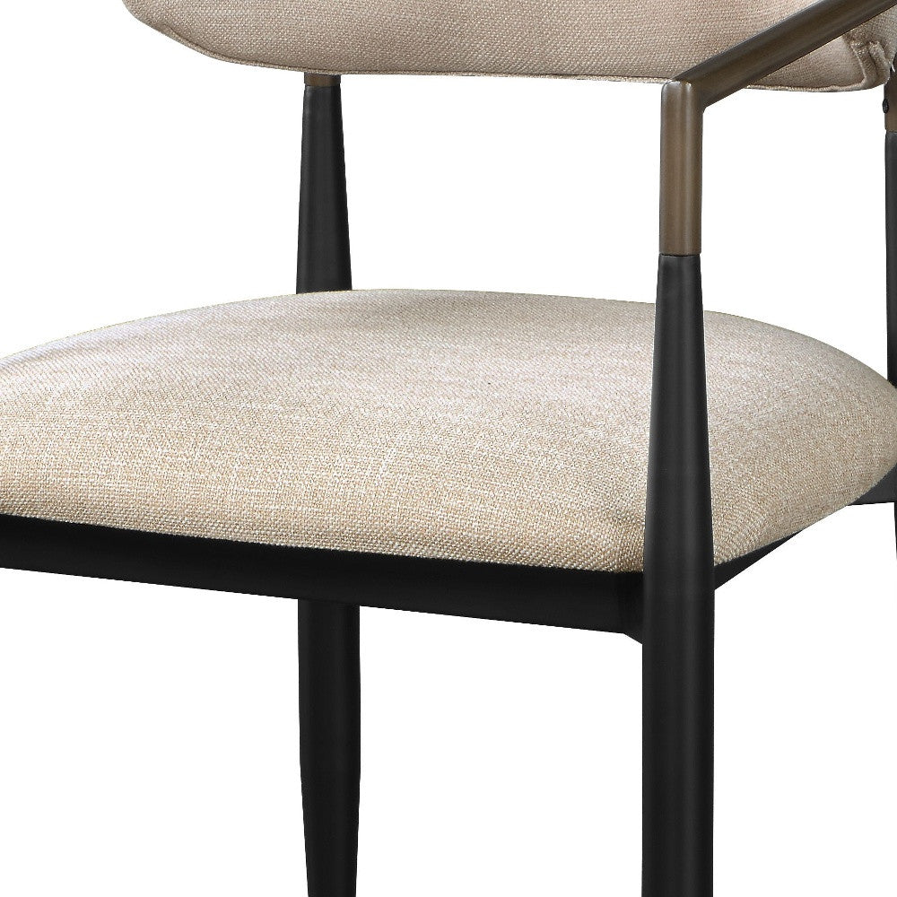 Beige & Black Fabric Dining Chairs - Set of 2