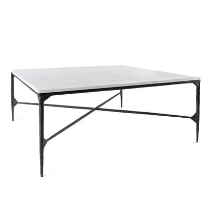 Black & White Genuine Marble & Iron Square Coffee Table image 3
