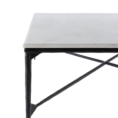 Black & White Genuine Marble & Iron Square Coffee Table image 6