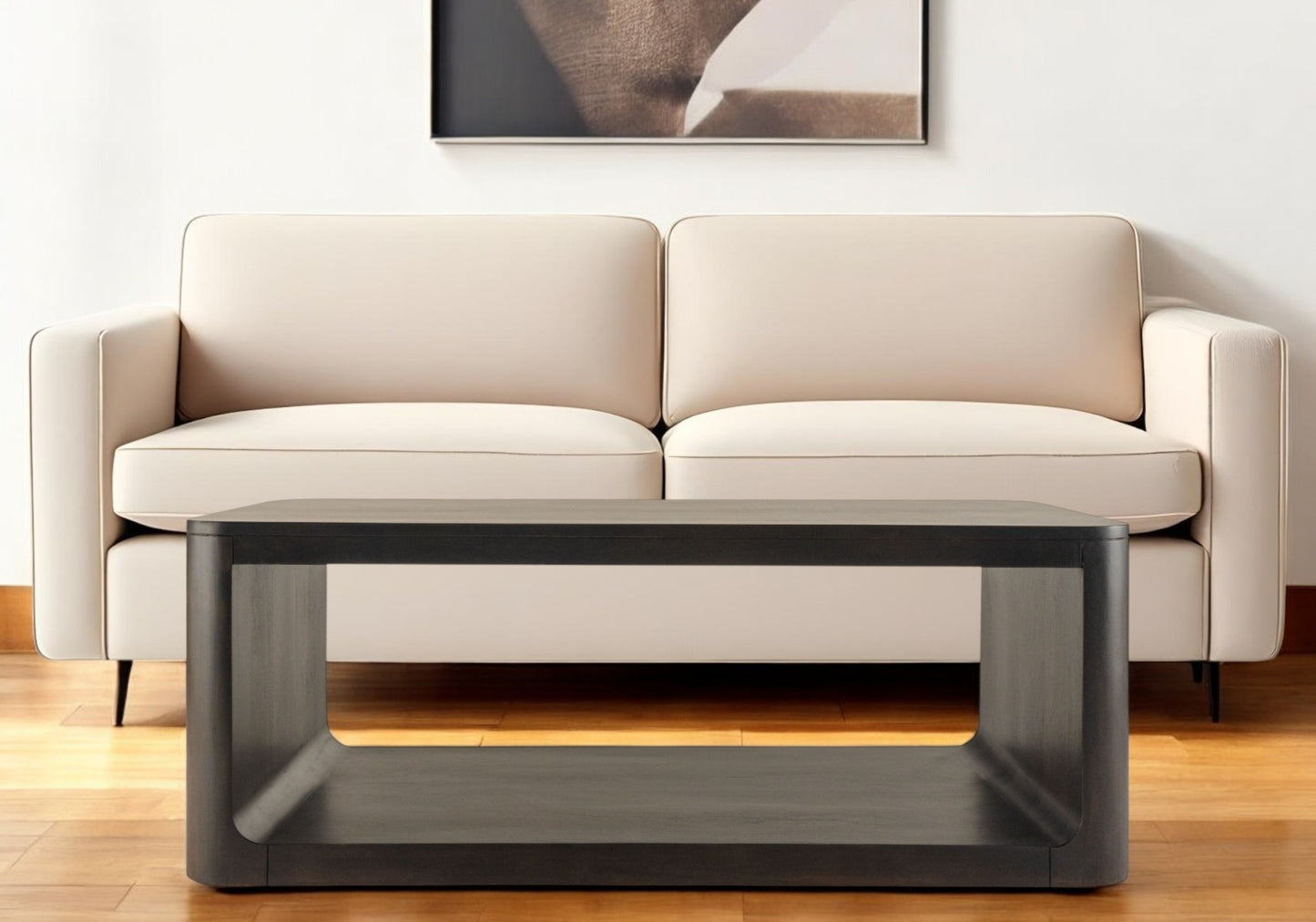 Walnut Solid Wood Floor Shelf Coffee Table w/ Shelf image 1