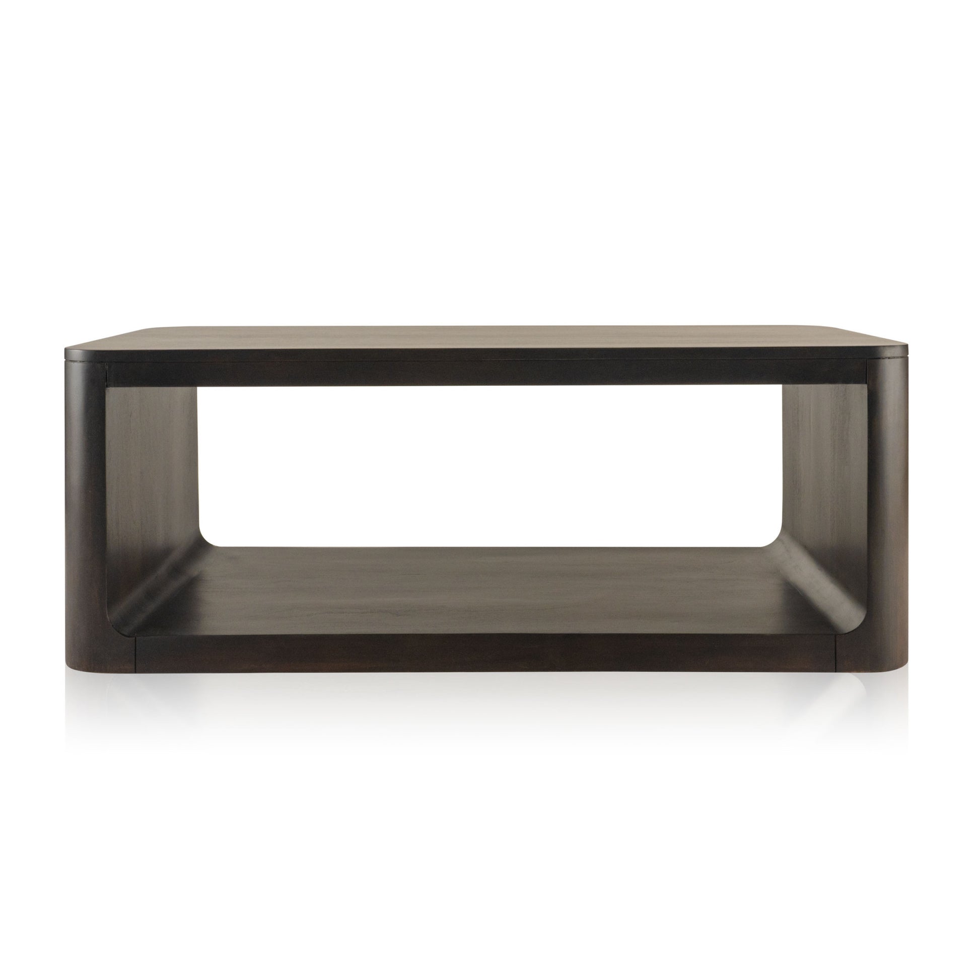 Walnut Solid Wood Floor Shelf Coffee Table w/ Shelf image 2