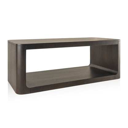 Walnut Solid Wood Floor Shelf Coffee Table w/ Shelf image 3