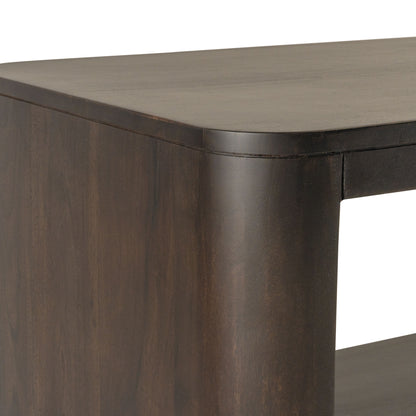 Walnut Solid Wood Floor Shelf Coffee Table w/ Shelf image 8