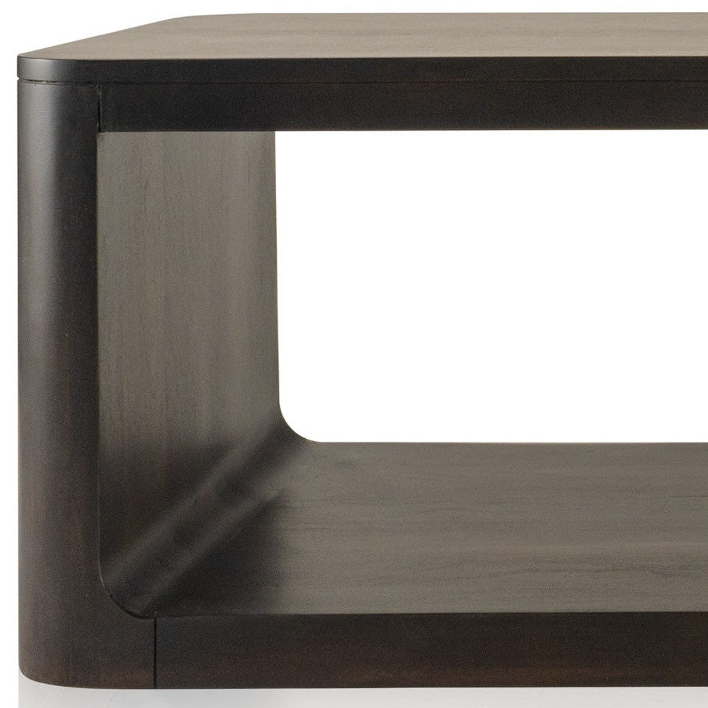 Walnut Solid Wood Floor Shelf Coffee Table w/ Shelf image 7