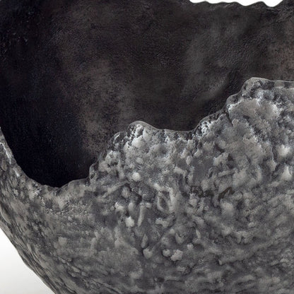 Set of Two Gray & Silver Aluminum Decorative Bowls