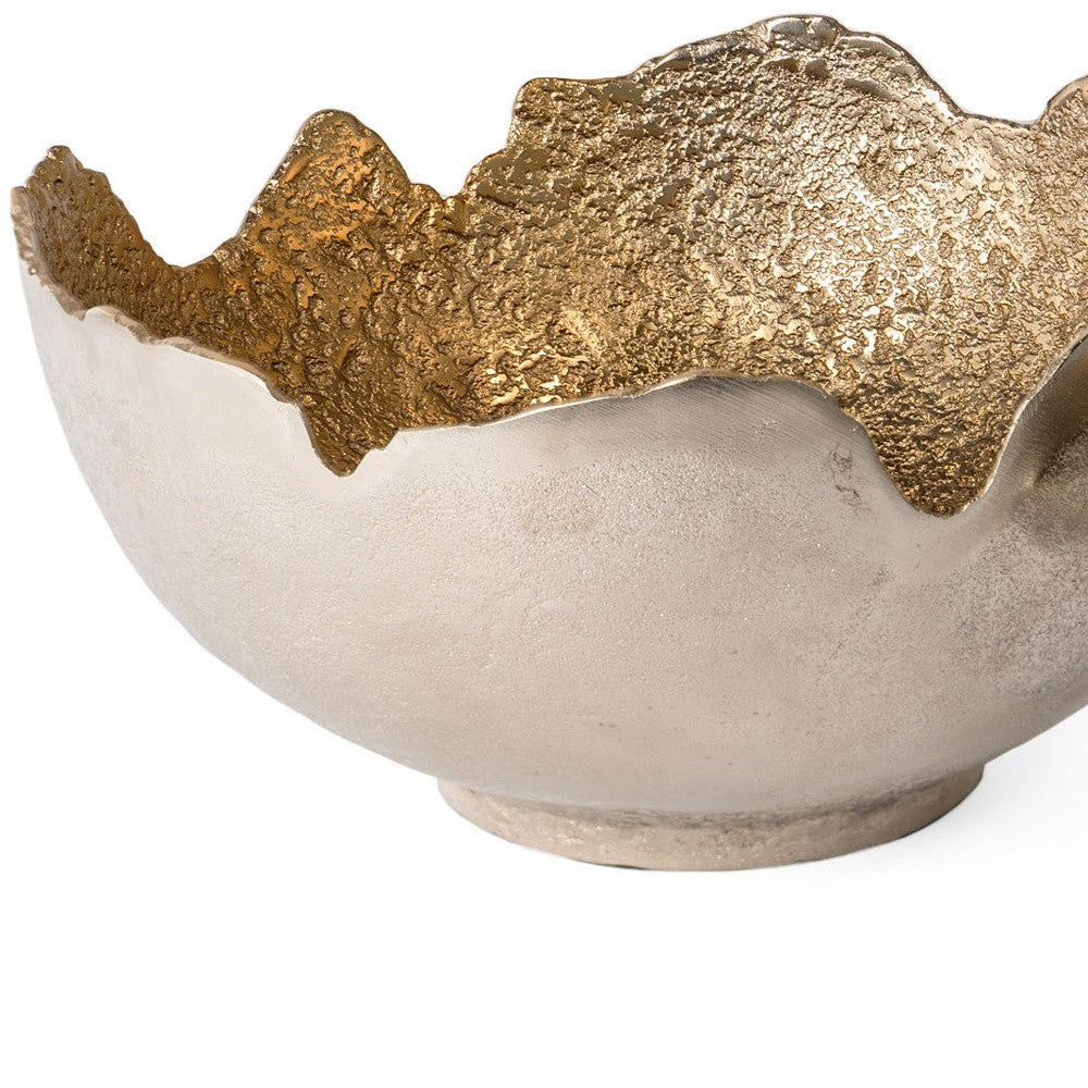 Set of Two Gold & Silver Aluminum Decorative Bowls