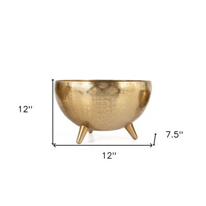 Gold Metal Decorative Footed Bowls - Set of 3