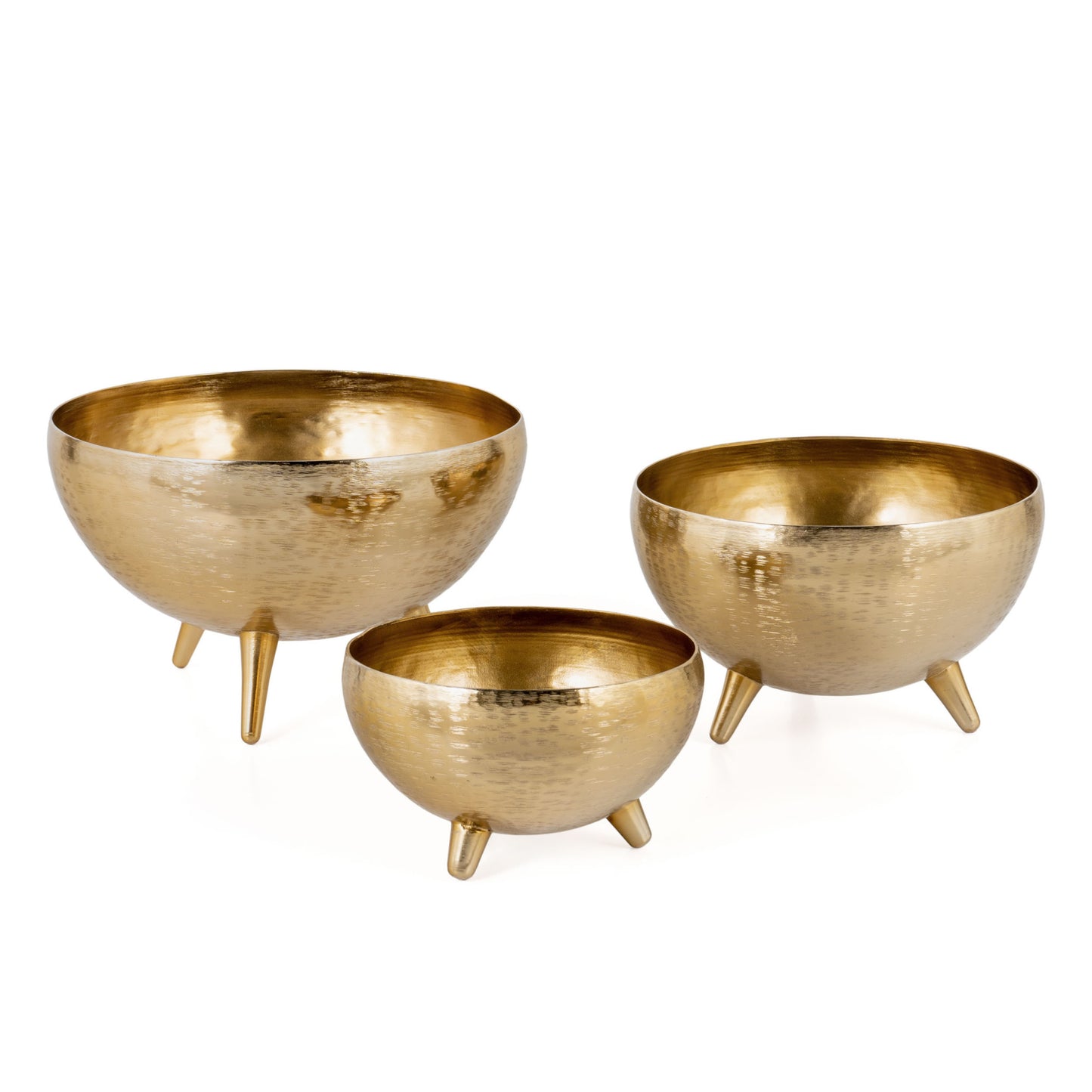 Gold Metal Decorative Footed Bowls - Set of 3