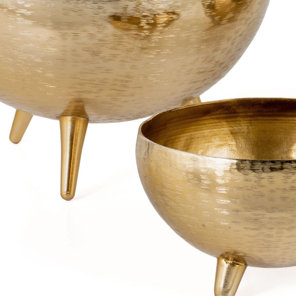 Gold Metal Decorative Footed Bowls - Set of 3