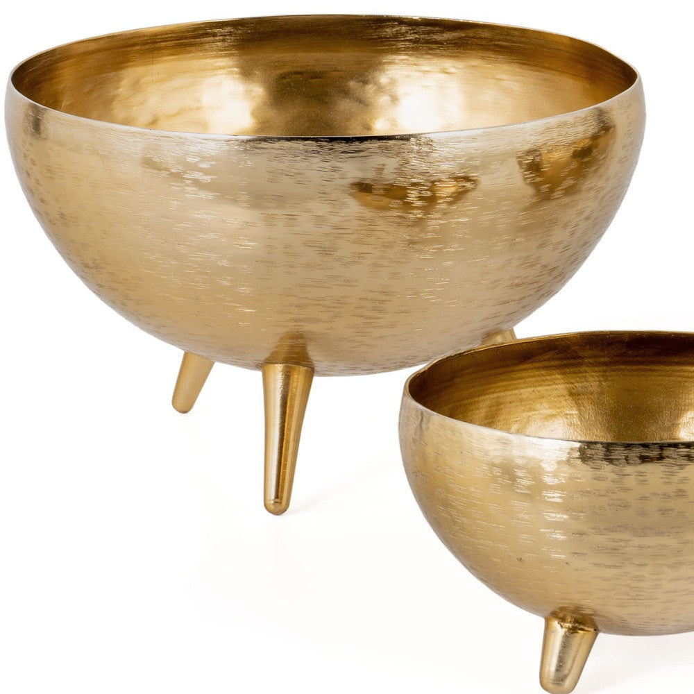 Gold Metal Decorative Footed Bowls - Set of 3