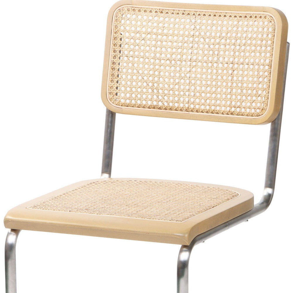 Natural & Silver Steel Dining Chair - Set of 2
