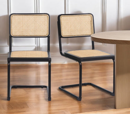 Black & Natural Steel Dining Chair - Set of 2