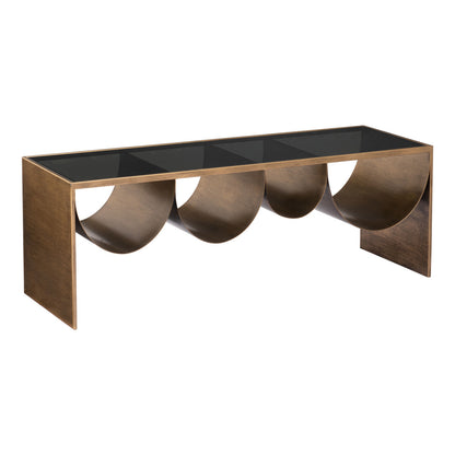 Black & Brass Mirrored Glass & Steel Solid Coffee Table image 4